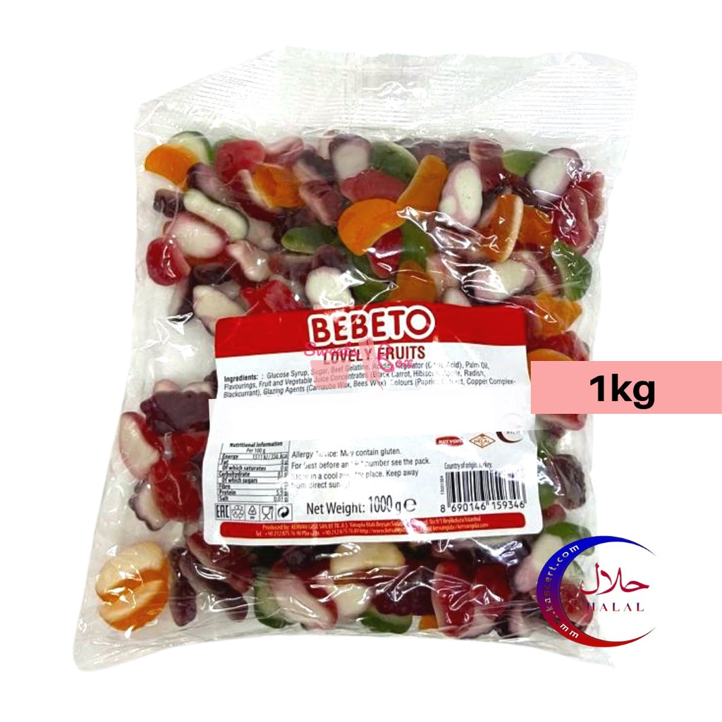 Bebeto Assorted Halal Gummy Candy 1kg - Tasty Halal Candy Gummy Gula-Gula Masam Manis Snack Family Pack