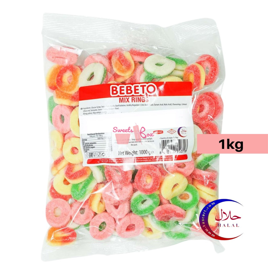 Bebeto Assorted Halal Gummy Candy 1kg - Tasty Halal Candy Gummy Gula-Gula Masam Manis Snack Family Pack