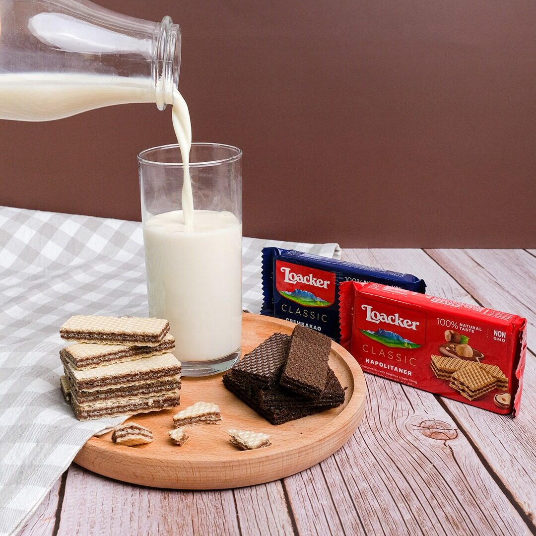 Loacker Classic Wafer ( Napolitaner / Cremkakao / Milk / Peanut Butter / Vanilla) - 45g - Biskut Coklat Sedap