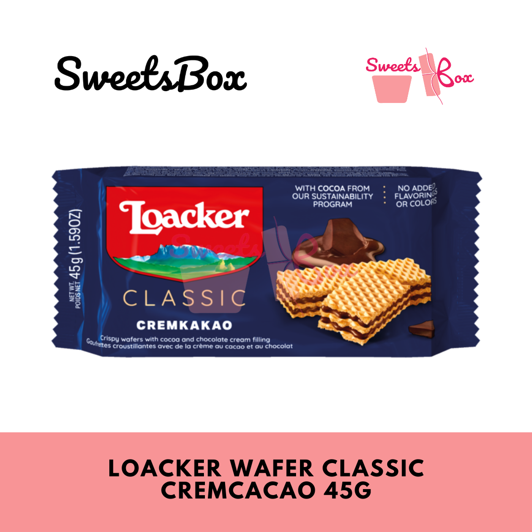 Loacker Classic Wafer ( Napolitaner / Cremkakao / Milk / Peanut Butter / Vanilla) - 45g - Biskut Coklat Sedap