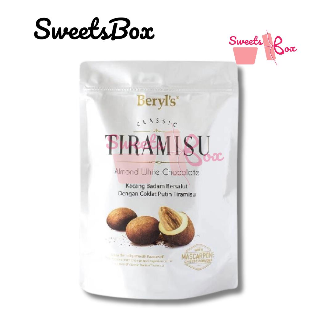Beryl's Classic Tiramisu Almond White Chocolate Confectionery (300g) -Zipbag