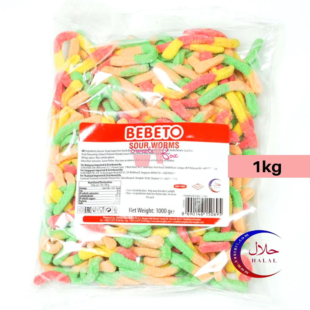 Bebeto Assorted Halal Gummy Candy 1kg - Tasty Halal Candy Gummy Gula-Gula Masam Manis Snack Family Pack