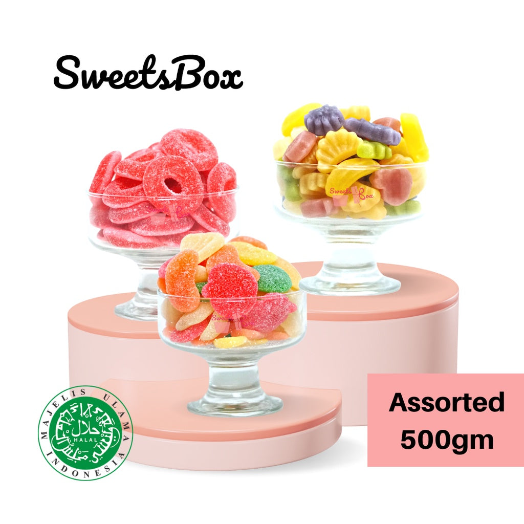 Sweetsbox | Haribo Assorted Halal Gummy Candy - 500g Repacked - Tidbits - Snack - Gula-Gula - Snek Makanan Ringan