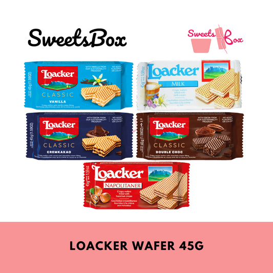 Loacker Classic Wafer ( Napolitaner / Cremkakao / Milk / Peanut Butter / Vanilla) - 45g - Biskut Coklat Sedap