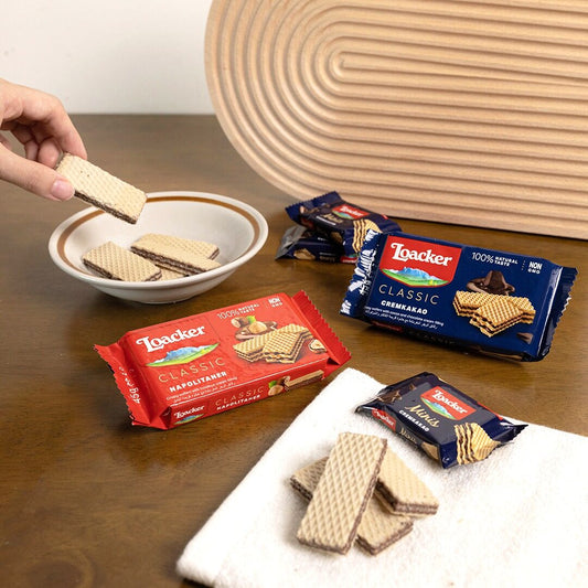 Loacker Classic Wafer ( Napolitaner / Cremkakao / Milk / Peanut Butter / Vanilla) - 45g - Biskut Coklat Sedap