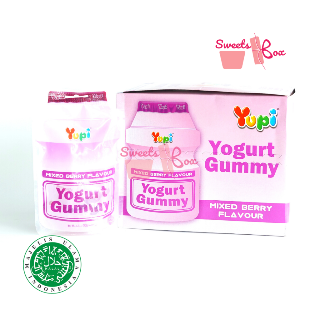 Yupi Yogurt Gummy Original Mixed Berry Melon And Peach 35g Halal Certified Mysweetbox 